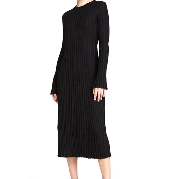 Simon Miller NEW Ribbed Black Dress Flare Sleeves Womens Size XL - Picture 1 of 16